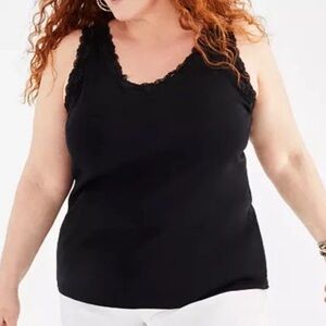 NWT Women’s 1X Style & Co. Black with Lace Trim Tank Top